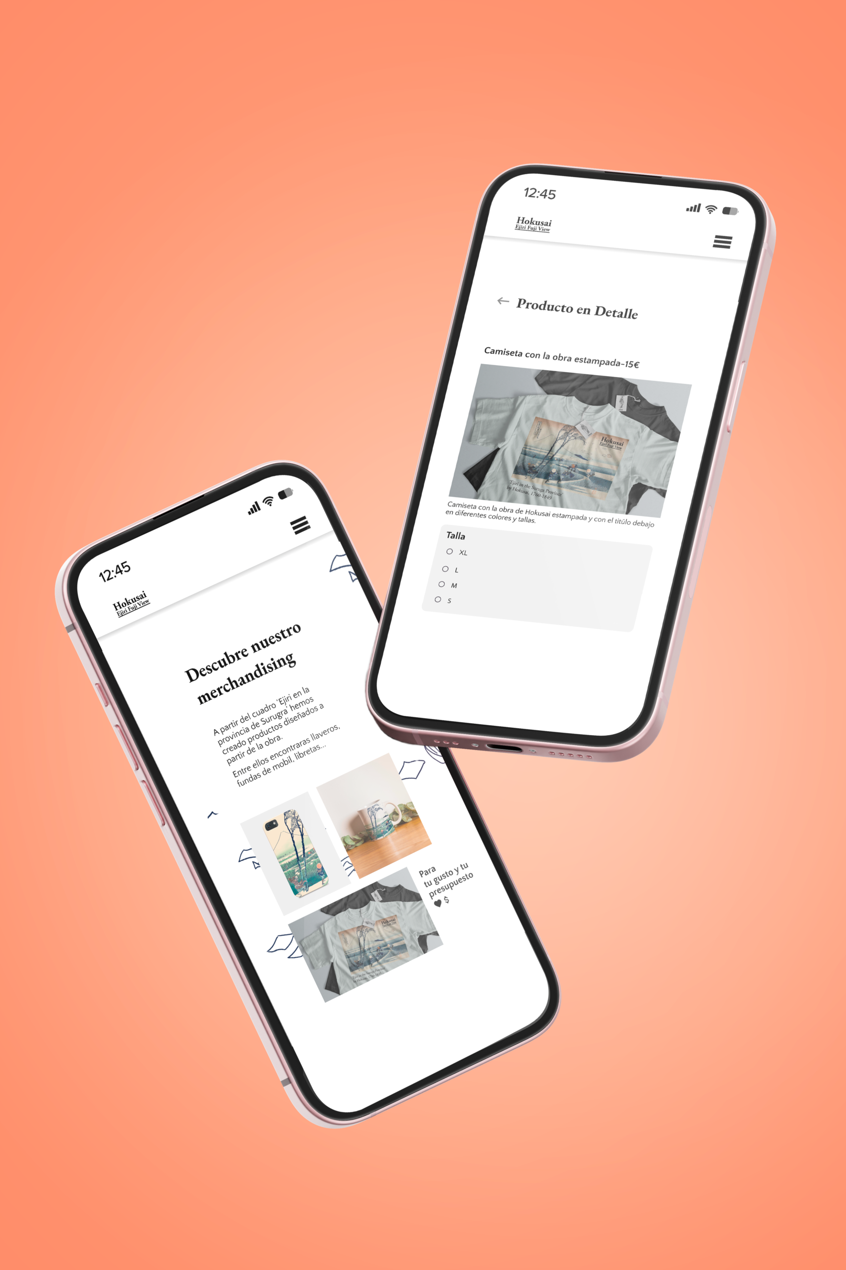 Dos mobiles mostrando las distintas páginas de la web.