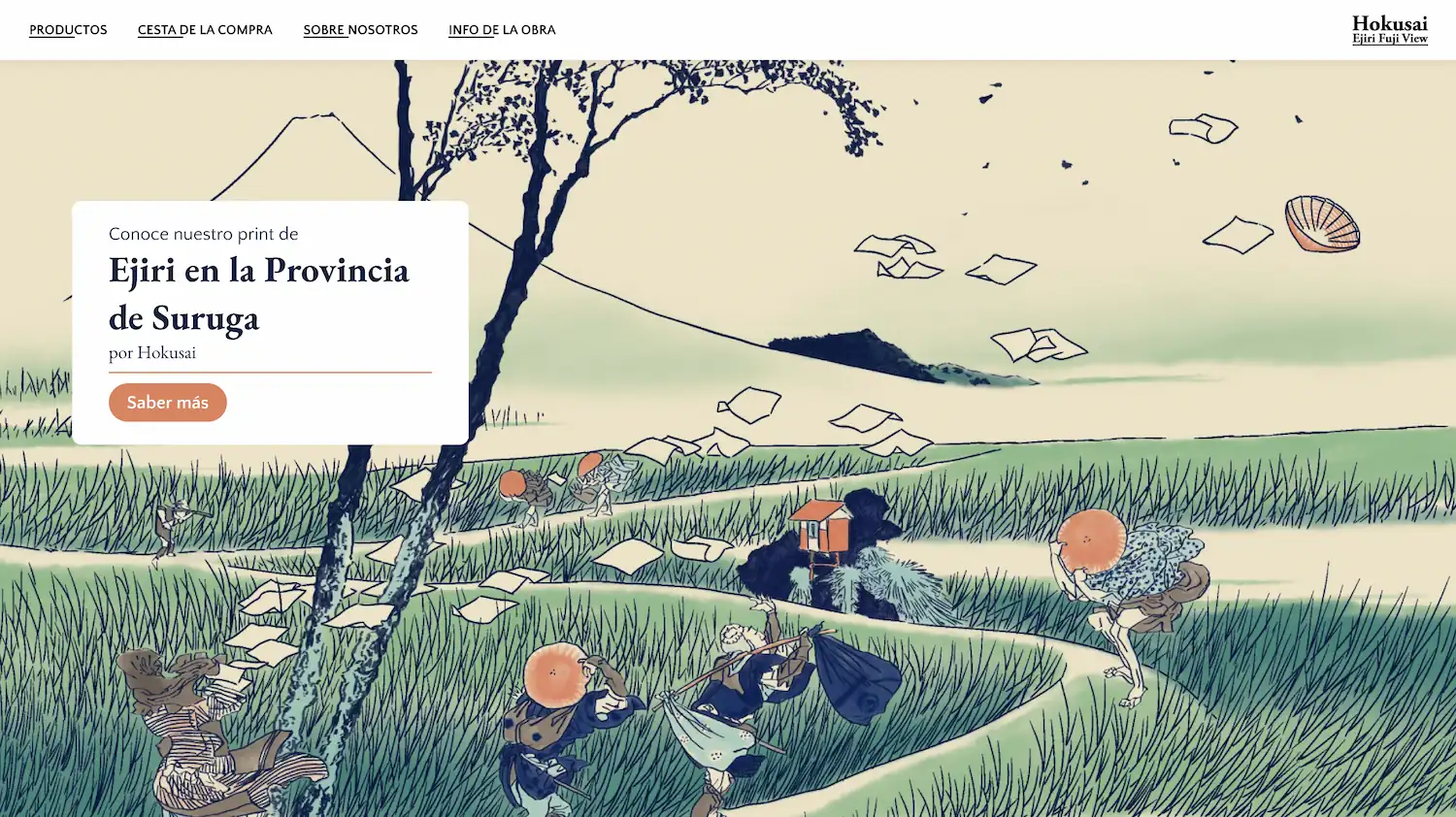Landing de la web de venta online con la ilustración de fondo.